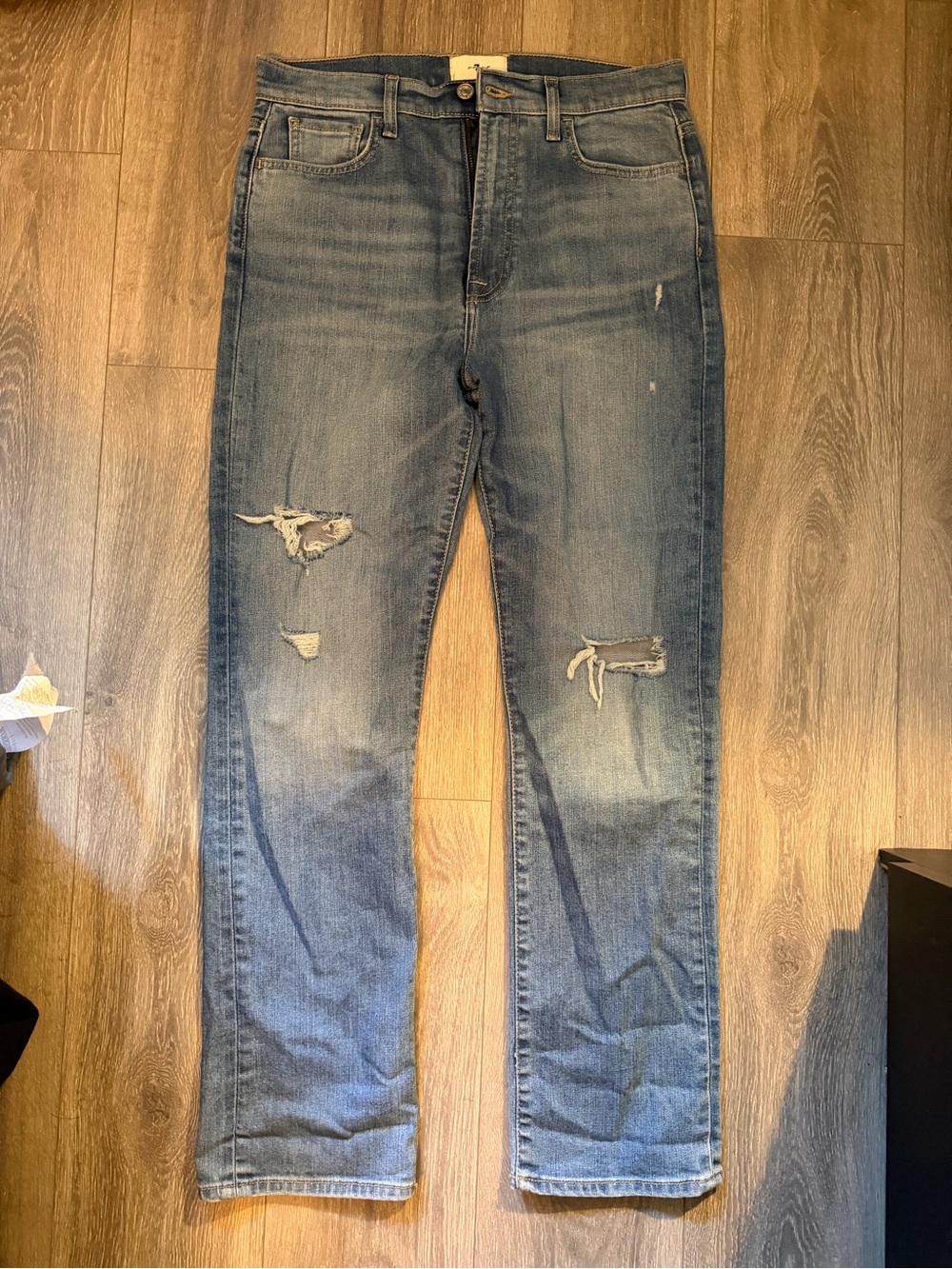 7 For All Mankind Easy Slim Jeans Women’s [30] Floral Distressed Blue NWOT